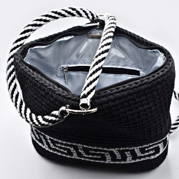 💕 Handmade Backpack with Greek Key Design - Picture 3 of 6